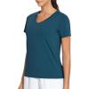 imageTHE GYM PEOPLE Womens VNeck Workout Shirts Short Sleeve Breathable Basic Yoga Athletic TShirtsDark Blue Green