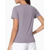 imageTHE GYM PEOPLE Womens VNeck Workout Shirts Short Sleeve Breathable Basic Yoga Athletic TShirtsGrey Purple