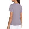 imageTHE GYM PEOPLE Womens VNeck Workout Shirts Short Sleeve Breathable Basic Yoga Athletic TShirtsGrey Purple