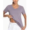 imageTHE GYM PEOPLE Womens VNeck Workout Shirts Short Sleeve Breathable Basic Yoga Athletic TShirtsGrey Purple