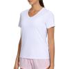 imageTHE GYM PEOPLE Womens VNeck Workout Shirts Short Sleeve Breathable Basic Yoga Athletic TShirtsWhite