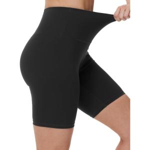 imageTHE GYM PEOPLE Womens High Waist Workout Yoga Shorts Tummy Control Stretchy Biker Running Athletic ShortsBlack
