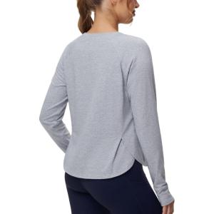 imageTHE GYM PEOPLE Womens Long Sleeve Workout Shirts Side Slits Athletic Yoga Tee Tops with Thumb HoleHeather Grey