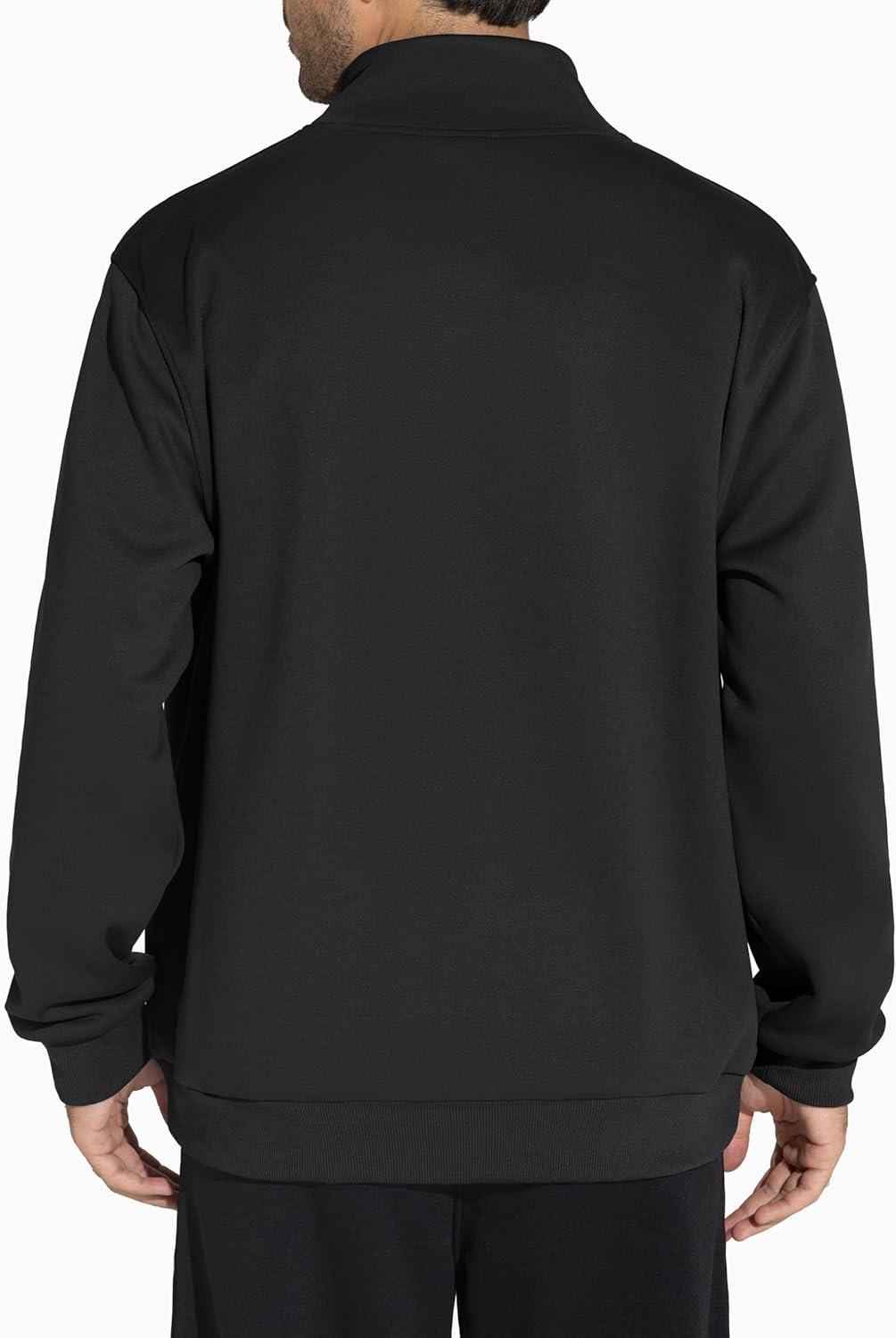 imageTHE GYM PEOPLE Mens Fleece Full Zip Up Sweatshirts Mock Neck Long Sleeves Workout Jacket with PocketsBlack