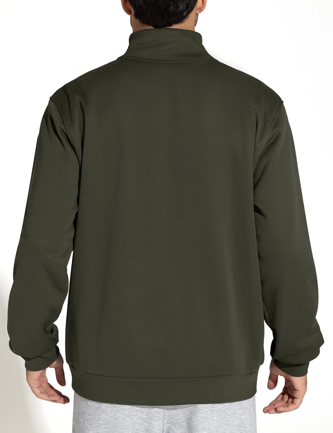 imageTHE GYM PEOPLE Mens Fleece Full Zip Up Sweatshirts Mock Neck Long Sleeves Workout Jacket with PocketsDark Brown