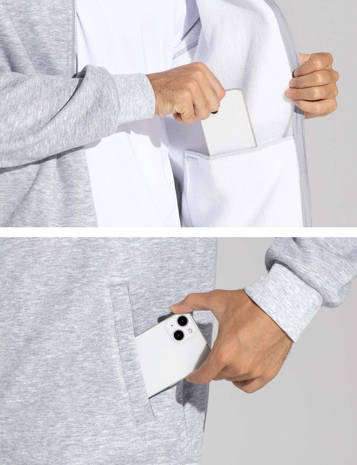 imageTHE GYM PEOPLE Mens Fleece Full Zip Up Sweatshirts Mock Neck Long Sleeves Workout Jacket with PocketsHeather Grey