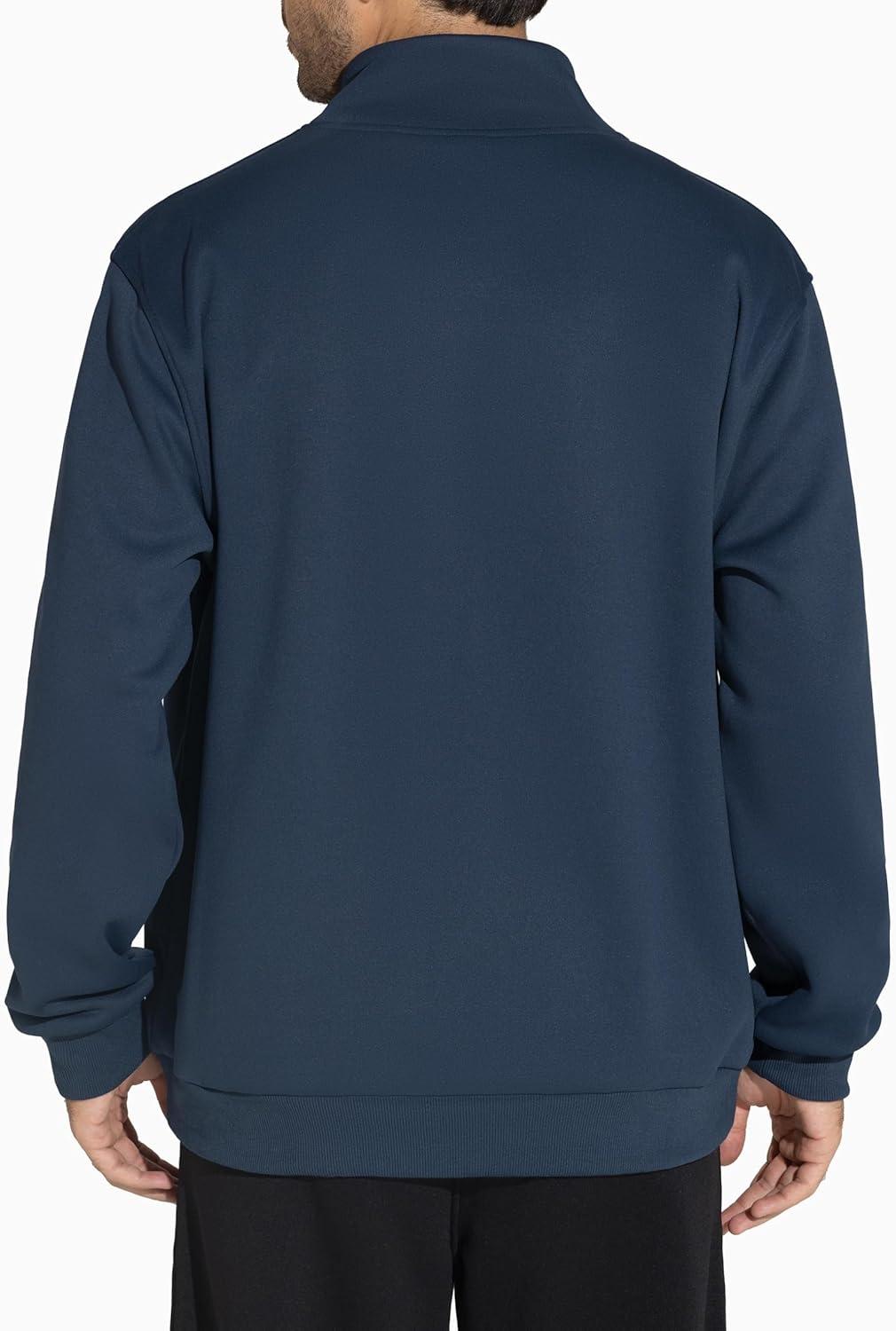 imageTHE GYM PEOPLE Mens Fleece Full Zip Up Sweatshirts Mock Neck Long Sleeves Workout Jacket with PocketsNavy Blue