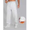 imageTHE GYM PEOPLE Mens Baggy Sweatpants Fleece Drawstring Straight Leg Open Bottom Workout Pants with PocketsHeather White