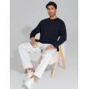 imageTHE GYM PEOPLE Mens Baggy Sweatpants Fleece Drawstring Straight Leg Open Bottom Workout Pants with PocketsHeather White