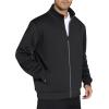 imageTHE GYM PEOPLE Mens Fleece Full Zip Up Sweatshirts Mock Neck Long Sleeves Workout Jacket with PocketsBlack