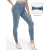 imageTHE GYM PEOPLE Womens High Waisted Jeggings Pants Stretchy Tummy Control Skinny Jean Leggings with PocketsDenim Light Blue