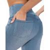 imageTHE GYM PEOPLE Womens High Waisted Jeggings Pants Stretchy Tummy Control Skinny Jean Leggings with PocketsDenim Light Blue