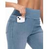 imageTHE GYM PEOPLE Womens High Waisted Jeggings Pants Stretchy Tummy Control Skinny Jean Leggings with PocketsDenim Light Blue