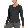 imageTHE GYM PEOPLE Womens Long Sleeve Workout Shirts VNeck Lightweight Basic Athletic TopsBlack