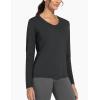 imageTHE GYM PEOPLE Womens Long Sleeve Workout Shirts VNeck Lightweight Basic Athletic TopsBlack