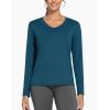 imageTHE GYM PEOPLE Womens Long Sleeve Workout Shirts VNeck Lightweight Basic Athletic TopsDark Blue Green