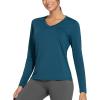 imageTHE GYM PEOPLE Womens Long Sleeve Workout Shirts VNeck Lightweight Basic Athletic TopsDark Blue Green