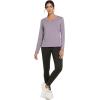 imageTHE GYM PEOPLE Womens Long Sleeve Workout Shirts VNeck Lightweight Basic Athletic TopsGrey Purple