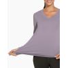 imageTHE GYM PEOPLE Womens Long Sleeve Workout Shirts VNeck Lightweight Basic Athletic TopsGrey Purple
