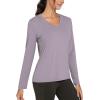imageTHE GYM PEOPLE Womens Long Sleeve Workout Shirts VNeck Lightweight Basic Athletic TopsGrey Purple