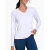 imageTHE GYM PEOPLE Womens Long Sleeve Workout Shirts VNeck Lightweight Basic Athletic TopsWhite