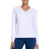 imageTHE GYM PEOPLE Womens Long Sleeve Workout Shirts VNeck Lightweight Basic Athletic TopsWhite