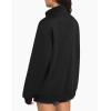 imageTHE GYM PEOPLE Womens Oversized Full Zip Up Sweatshirts Fleece Long Sleeves Stand Collar Workout Jacket with PocketsBlack