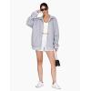 imageTHE GYM PEOPLE Womens Oversized Full Zip Up Sweatshirts Fleece Long Sleeves Stand Collar Workout Jacket with PocketsHeather Grey