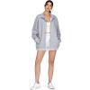 imageTHE GYM PEOPLE Womens Oversized Full Zip Up Sweatshirts Fleece Long Sleeves Stand Collar Workout Jacket with PocketsHeather Grey