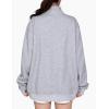 imageTHE GYM PEOPLE Womens Oversized Full Zip Up Sweatshirts Fleece Long Sleeves Stand Collar Workout Jacket with PocketsHeather Grey