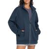 imageTHE GYM PEOPLE Womens Oversized Full Zip Up Sweatshirts Fleece Long Sleeves Stand Collar Workout Jacket with PocketsNavy Blue