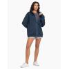 imageTHE GYM PEOPLE Womens Oversized Full Zip Up Sweatshirts Fleece Long Sleeves Stand Collar Workout Jacket with PocketsNavy Blue