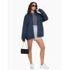 imageTHE GYM PEOPLE Womens Oversized Full Zip Up Sweatshirts Fleece Long Sleeves Stand Collar Workout Jacket with PocketsNavy Blue
