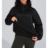 imageTHE GYM PEOPLE Womens Oversized Sweatshirt Half Zip Fleece Pullover Long Sleeve Workout TopsBlack