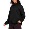 imageTHE GYM PEOPLE Womens Oversized Sweatshirt Half Zip Fleece Pullover Long Sleeve Workout TopsBlack