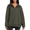 imageTHE GYM PEOPLE Womens Oversized Sweatshirt Half Zip Fleece Pullover Long Sleeve Workout TopsDark Brown