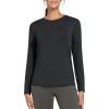 imageTHE GYM PEOPLE Womens Ultra Soft Long Sleeve Workout Shirts Basic Crewneck Athletic Running TopsBlack