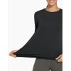 imageTHE GYM PEOPLE Womens Ultra Soft Long Sleeve Workout Shirts Basic Crewneck Athletic Running TopsBlack