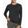 imageTHE GYM PEOPLE Womens Ultra Soft Long Sleeve Workout Shirts Basic Crewneck Athletic Running TopsBlack