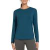 imageTHE GYM PEOPLE Womens Ultra Soft Long Sleeve Workout Shirts Basic Crewneck Athletic Running TopsDark Blue Green