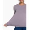imageTHE GYM PEOPLE Womens Ultra Soft Long Sleeve Workout Shirts Basic Crewneck Athletic Running TopsGrey Purple