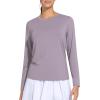 imageTHE GYM PEOPLE Womens Ultra Soft Long Sleeve Workout Shirts Basic Crewneck Athletic Running TopsGrey Purple