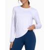 imageTHE GYM PEOPLE Womens Ultra Soft Long Sleeve Workout Shirts Basic Crewneck Athletic Running TopsWhite