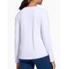 imageTHE GYM PEOPLE Womens Ultra Soft Long Sleeve Workout Shirts Basic Crewneck Athletic Running TopsWhite
