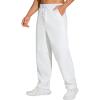 imageTHE GYM PEOPLE Mens Baggy Sweatpants Fleece Drawstring Straight Leg Open Bottom Workout Pants with PocketsHeather White