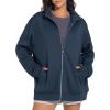 imageTHE GYM PEOPLE Womens Oversized Full Zip Up Sweatshirts Fleece Long Sleeves Stand Collar Workout Jacket with PocketsNavy Blue