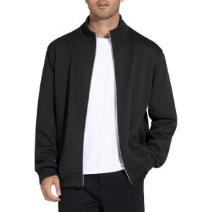 imageTHE GYM PEOPLE Mens Fleece Full Zip Up Sweatshirts Mock Neck Long Sleeves Workout Jacket with PocketsBlack