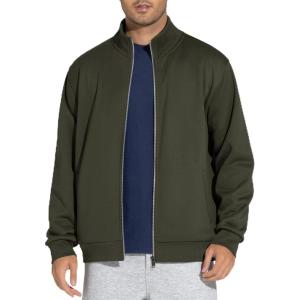 imageTHE GYM PEOPLE Mens Fleece Full Zip Up Sweatshirts Mock Neck Long Sleeves Workout Jacket with PocketsDark Brown