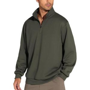 imageTHE GYM PEOPLE Mens Half Zip Sweatshirt Long Sleeve Fleece Pullover Basic Workout TopsDark Brown