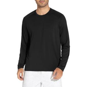 imageTHE GYM PEOPLE Mens Lightweight Workout Shirts Loose Fit Long Sleeve Crewneck Athletic TopsBlack
